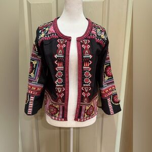 ANTHROPOLOGIE ~ Gorgeous Abstract Embroidered Beaded Jacket Sz S Small